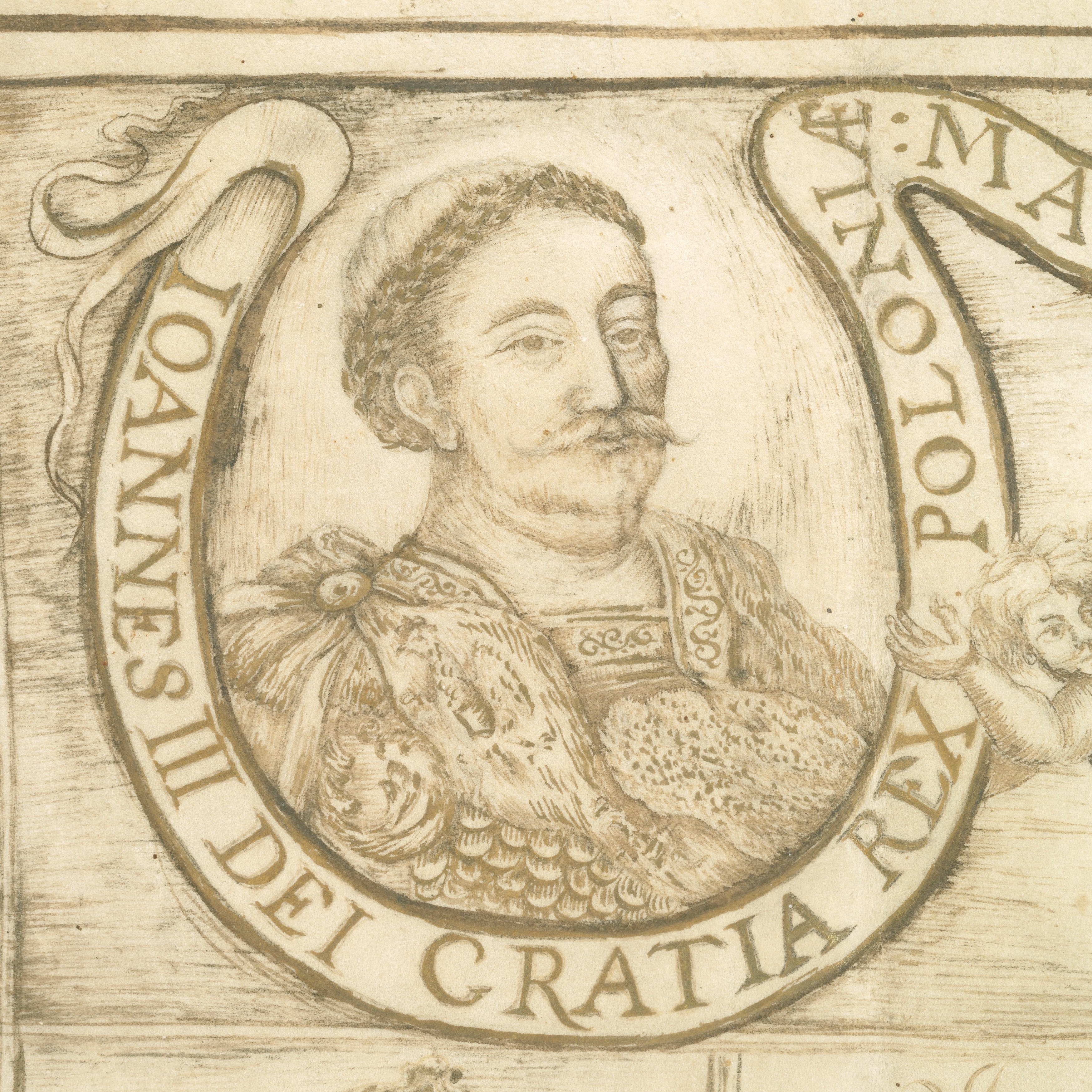 Portret króla Jana III Sobieskiego na dokumencie potwierdzającym lokację miastu Szczuczyn z 1692 r.